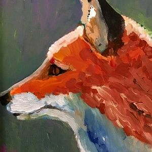 Small acrylic painting of a red fox